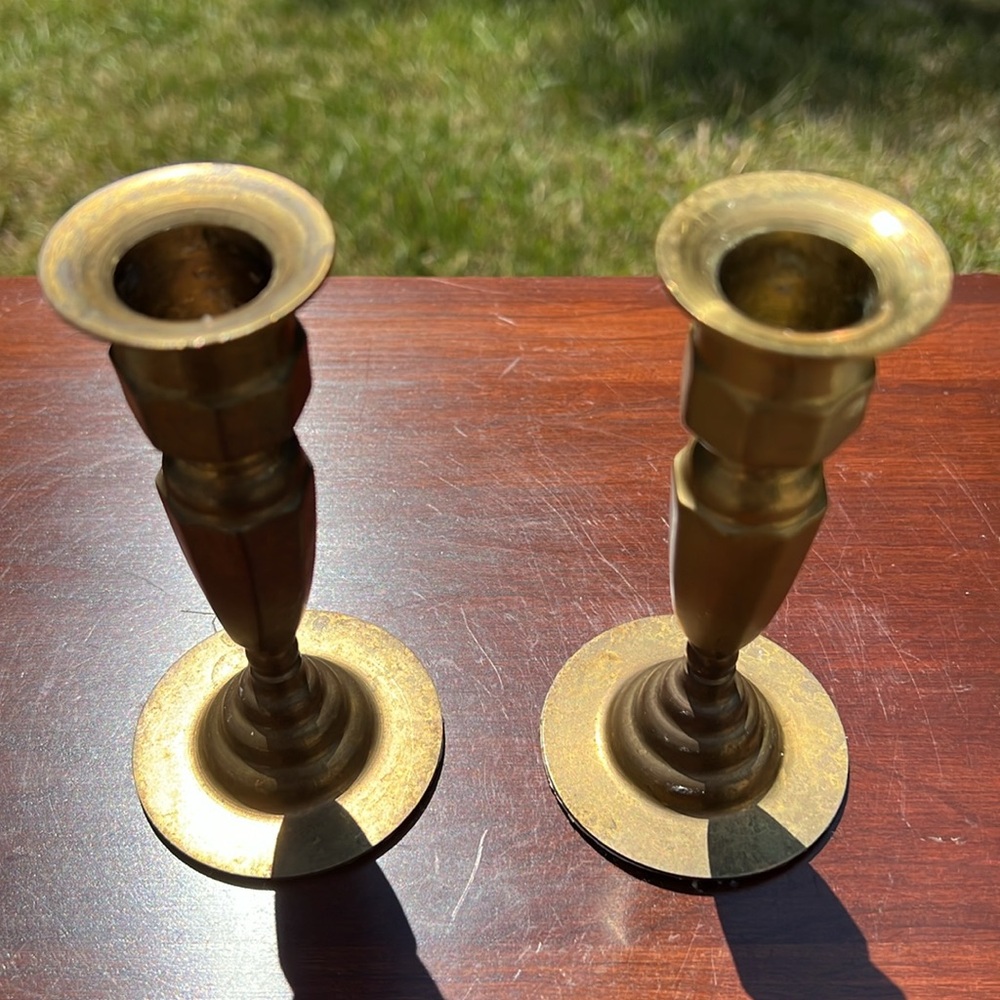 Colonial Williamsburg Gold Brass Candlestick Holders Set Taper Candle Holders - Picture 2 of 8